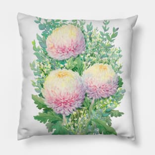 Chrysanthemums bouquet watercolour Pillow