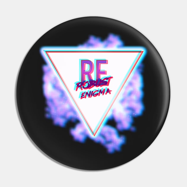 Red/Blue 3D Vaporwave Logo Pin by RobustEnigma