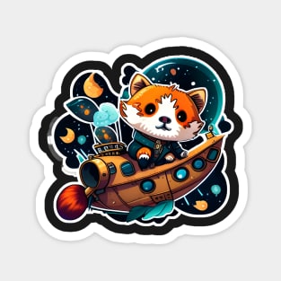 Riley the Red Panda but he's boat captain ready to plunder some treasure Sticker Magnet