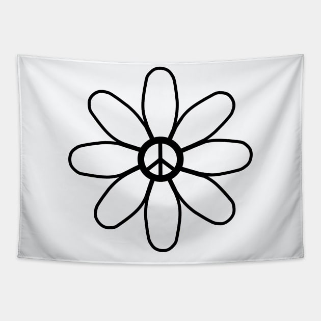 Peace Sign Black Flower Tapestry by SartorisArt1