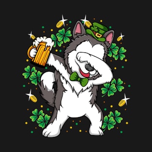 Dabbing Siberian Husky Leprechaun Dog St Patrick's Day T-Shirt