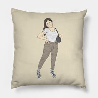 Fashionista White Shirt And Cargo Pants Pillow