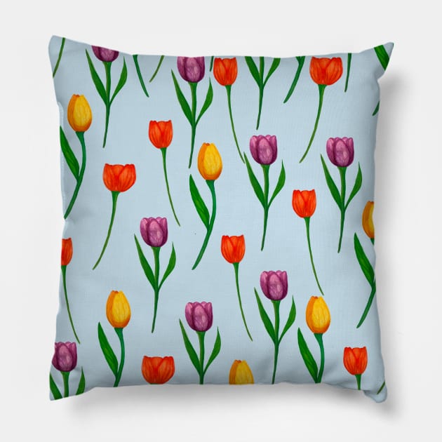 Tulip flower Pattern Pillow by kuallidesigns