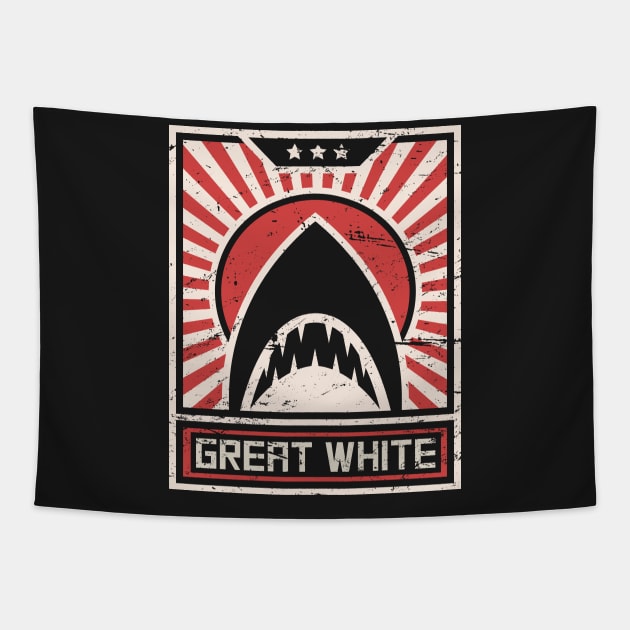 Great White Propaganda Poster Tapestry by MeatMan