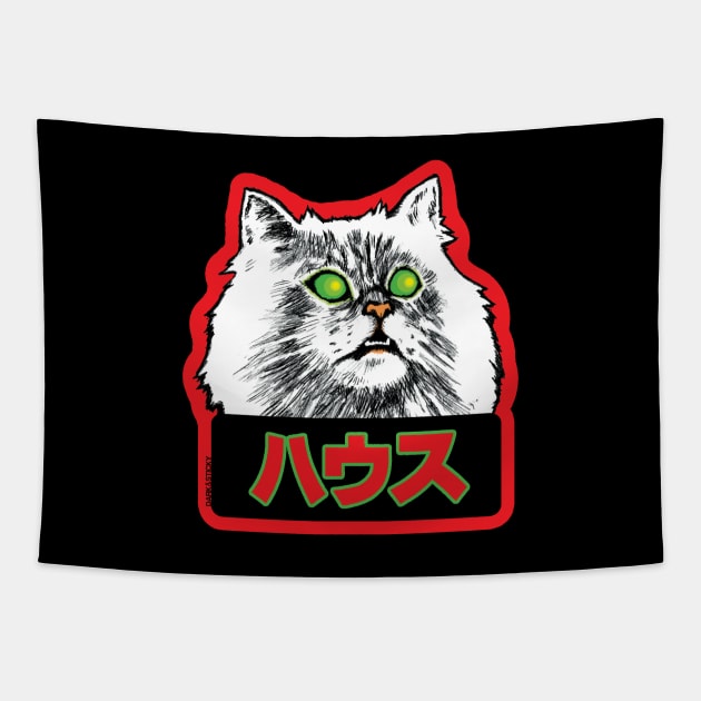 Hausu Cat - Blanche House Cat - Kawaii Japanese cult movie Tapestry by Dark & Sticky