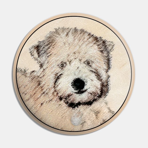 Soft Coated Wheaten Terrier Painting Original Art Pin by Alpen Designs