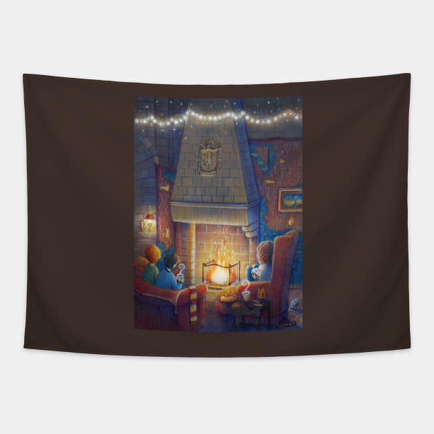 Fireplace and tea Tapestry by illustore