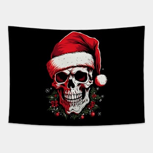 santa skull scary christmas design Tapestry