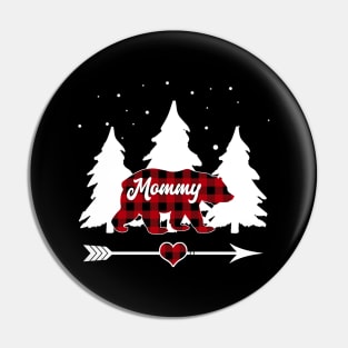 Mommy Bear Buffalo Plaid Christmas Matching Family Pajama Pin