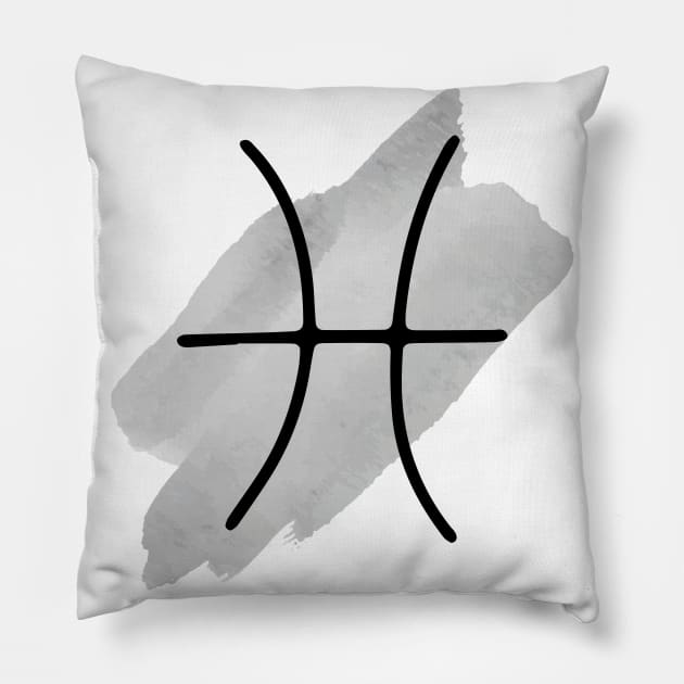 PISCES February 20 - March 20, The Fish, Zodiac Symbols Horoscope And Astrology Line Signs Pillow by Modern Art