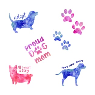 Watercolor set dog stickers dogs set T-Shirt