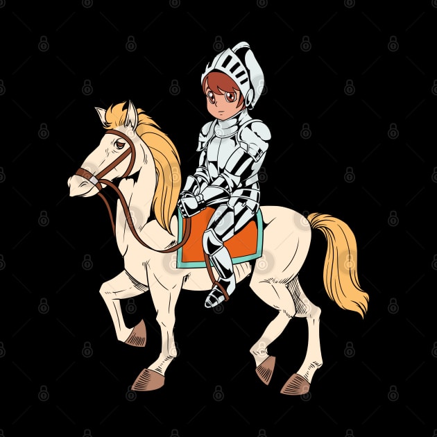 Boy in armor riding horse - knight by Modern Medieval Design