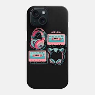 The Mixtapes and Headphones (for dark background) T-Shirt Phone Case