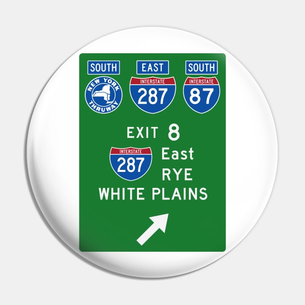 New York Thruway Southbound Exit 8: I-287 East to Rye White Plains Pin by MotiviTees