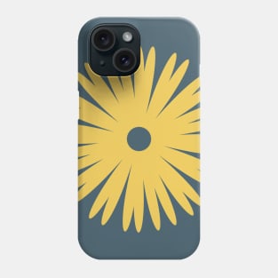 Flower 1, Minimalist Abstract Floral in Mustard Yellow and Navy Blue Phone Case