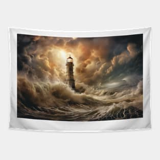 Lighthouse Seacoast Serene Landscape Tapestry