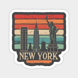 Vintage Retro New York Skyline Magnet