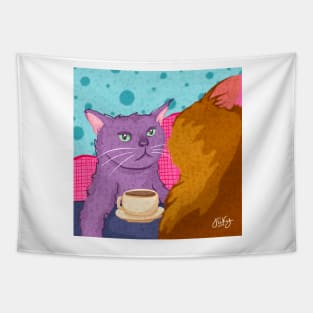 Cat zoning out meme Tapestry