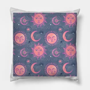 Mystical Sun and Moon Pattern design Pillow