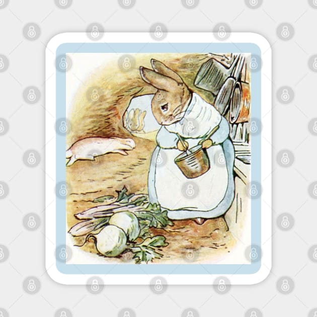 Mrs. Rabbit Prepares Dinner While Peter Recovers - Beatrix Potter Magnet by forgottenbeauty