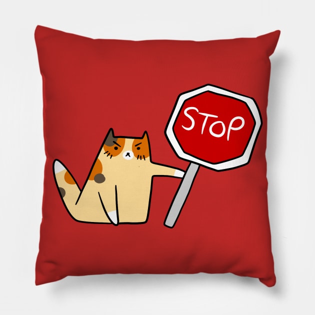 Stop Sign Cat Pillow by saradaboru