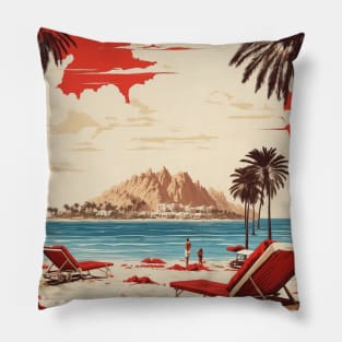 Red Sea Beaches Egypt Vintage Poster Tourism Pillow