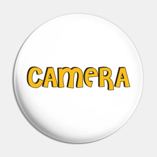 Film Crew On Set - Camera - Gold Text - Front Pin