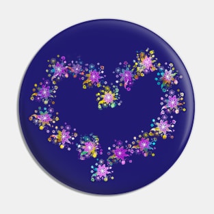 Heart shaped bunch of many colored flowers Pin