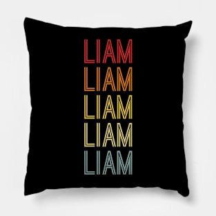 Liam Name Vintage Retro Pattern Pillow