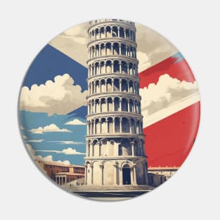 Leaning Tower of Pisa Italy Vintage Tourism Travel Poster Pin