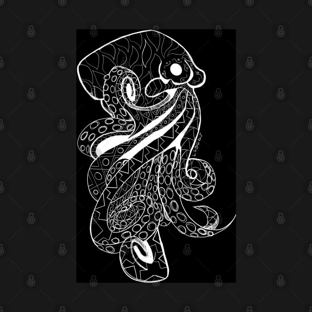 octopus in dark pattern art in totonac tribal design ecopop by jorge_lebeau