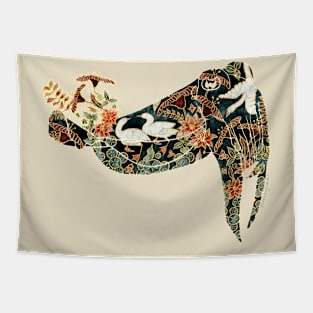 Floral Porcelain Cuttlefish Watercolor Tapestry