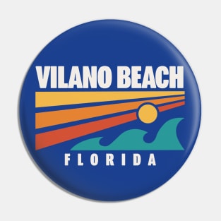 Vilano Beach Florida St. Augustine Retro Vintage Sunset Pin