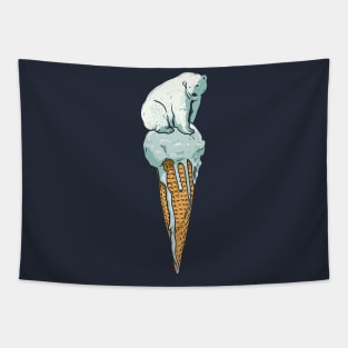 Polar Bear on Melting Ice Cream Tapestry