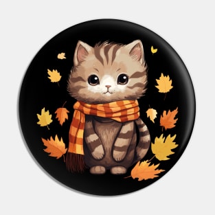 Cat Mom Fall Vibes Autumn Kitten Art Women, Kids Pin