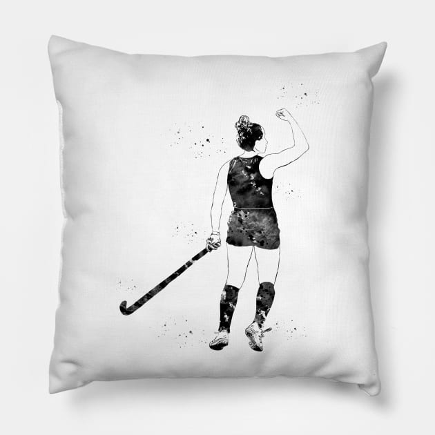 Field Hockey Player Girl Pillow by erzebeth