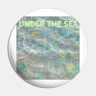 under the sea,blue sea,sea creatures,Turtle, puffer fish, starfish, shrimp, shark, tropical fish, sea horse, seaweed, sardines, squid, crabs, clams Pin