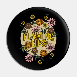 Flaming Lips Name Personalized Flower Retro Floral 80s 90s Name Style Pin