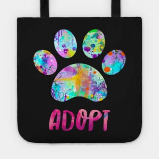 Adopt A Dog Design Watercolor Paw Print Tote