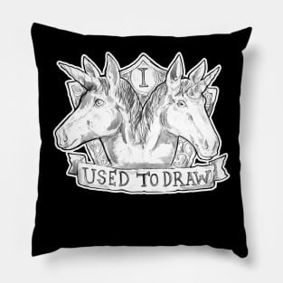 A doodle of a two headed unicorn - Aesop Rock - Illustrated Lyrics Pillow