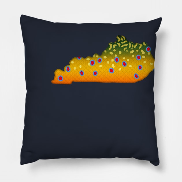 Brook Trout Fish Kentucky State Map Fishing Gifts Pillow by TeeCreations