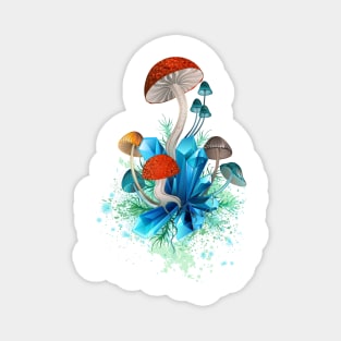 Red Mushroom with Blue Crystals Magnet