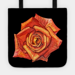 Orange Watercolor Rose Tote