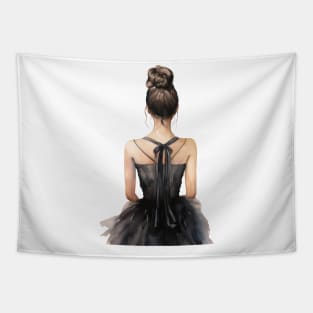 Ballet dancer in black dress Tapestry