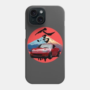 Red NB Mazda Miata/MX-5 - Mount Fuji Jinba Ittai Roadster Life Phone Case