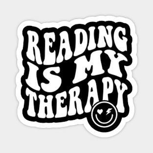 Reading is My Therapy Groovy Cute Reader Bookworm Gifts 2024 Magnet