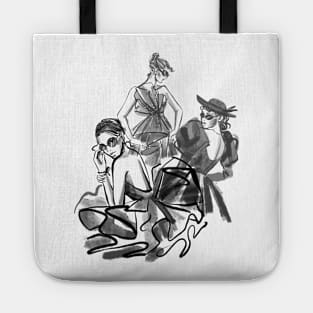 Fashion Sketch Girls - Retro Minimalist Style Tote