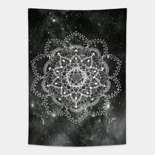 Black galaxy mandala Tapestry