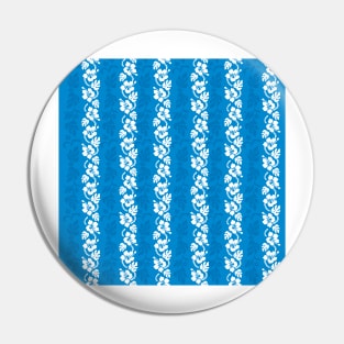 Hawaii Vintage Floral Pattern Blue White Pin