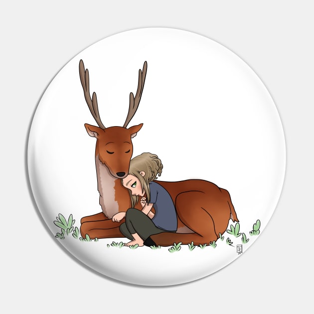Girl and Deer Pin by Joshessel